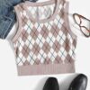 Tops con diseño de cuadro multicolor - Imagen 3