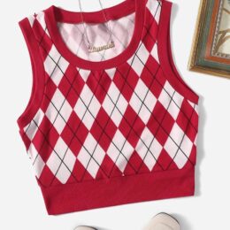 Tops con diseño de cuadro multicolor